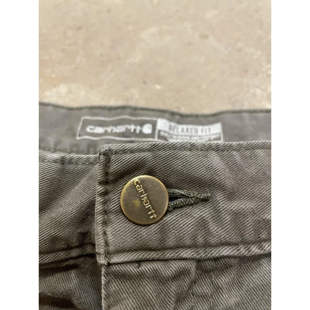 Carhartt Pants Mens 36x30 Gray Relaxed Fit Canvas Carpenter Work B324-DFE‎